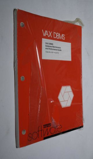 Vintage Dec Digital Vax Dbms Database Maintenance Performance Guide Aa - Y313a - Te