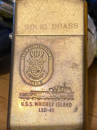 ☆ Uss Whidbey Island Lsd - 41 Solid Brass Zippo Lighter