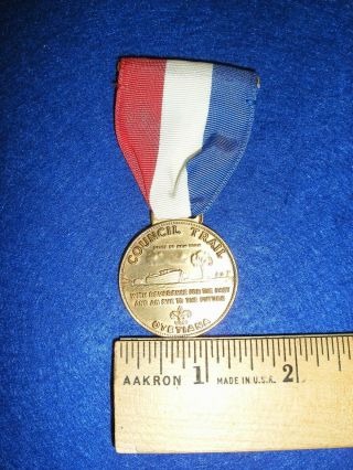 Vintage Otetiana Council Boy Scout Trail Award Medal BSA Brass York State 3