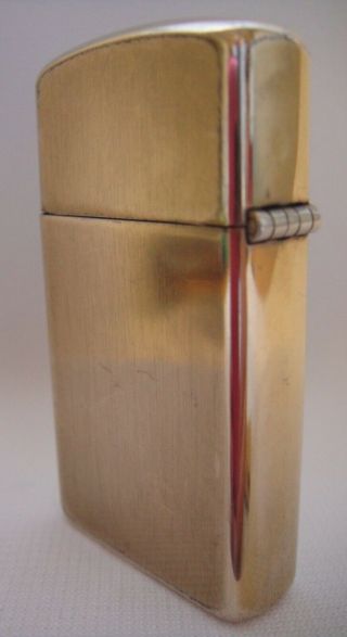 Vintage 1965 10K Gold Fill Slim Zippo Lighter,  Flannel Pouch 3
