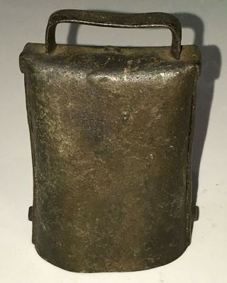 Antique Vintage Rustic Primitive Cow Goat Tin Riveted Bell Great Look & Sound