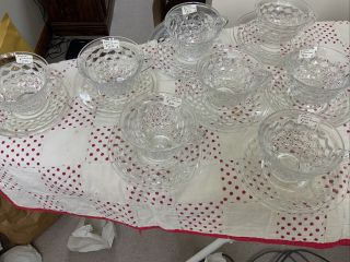 Vintage Set Of - 8 - Fostoria American Clear Glass Footed Cups /saucers