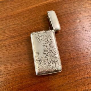 Wood & Hughes Aesthetic Sterling Silver Match Safe Case: Ivy Pattern