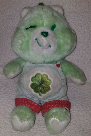 1983 Vintage Kenner Care Bears Good Luck Bear 13 " Very Hard Find With Overalls