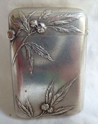 C1900 Fine Antique French Art Nouveau Silver Vesta Case