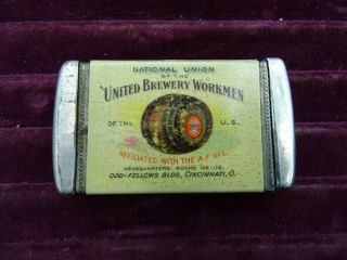 Rare Antique Advertising Match Safe United Brewery Workmen Beer,  Union Beer