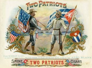 1890s Cuba Two Patriots Spanish American War Cigar Label