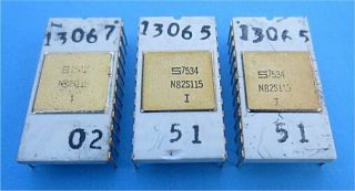 3 Vintage 1975 Signetics N82s115i Prom Chip Gold White Ceramic 82s115 Cpu Ic