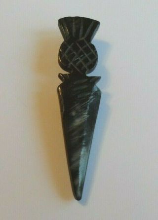 Antique/vintage Brooch In A Black Resin? Designed With A Thistle Finial.