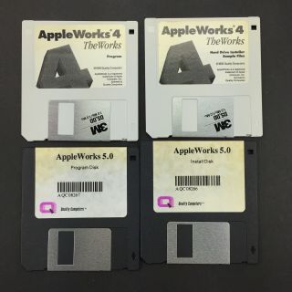 Vintage Apple Iigs Computer Software - Appleworks 4 The & 5.  0,  3.  5 Floppy