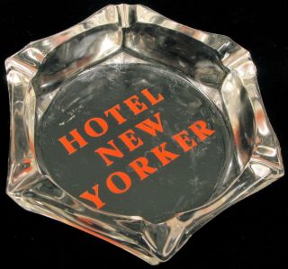 Rare Antique York City Hotel Yorker Glass Ashtray Nyc Advertising Cigar