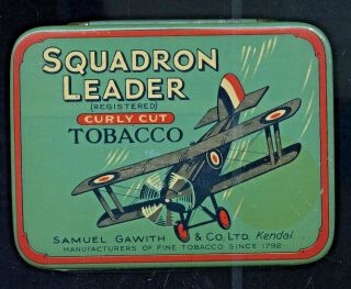Raf Squadron Leader Curly Cut Tobacco Tin Samuel Gawith Kendal Uk Aviation.