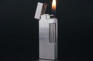 Dunhill Rollagas Lighter Rl0102 Fine Lines Silver Plated L24