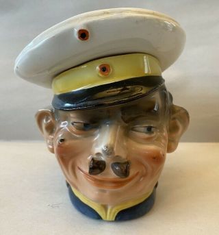 Rare Antique Scheirholz Small Size Army Man Porcelain Tobacco Jar