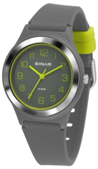 Sinar Jugenduhr Armbanduhr Analog Quarz Jungen Silikonband Xb - 48 - 1 Grau Gelb
