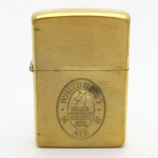 Vintage 1932 - 1984 Brushed Brass Zippo Lighter Whitbread Ale Anniversary Stamp