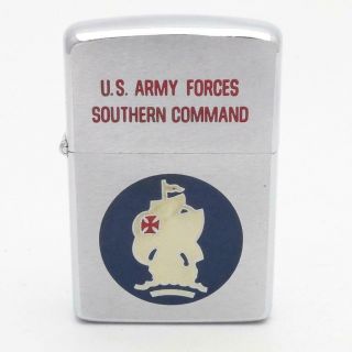 Vintage 1964 Zippo Lighter Us Army Forces Southern Command Near Unlit