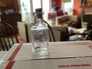 Vintage The Owl Drug Store Bottle.  Cork.  Flat Front.  2.  5 " Embossed Owl