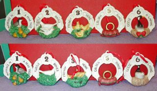 Vintage Breckenridge Ornaments Bisque Porcelain Twelve Days Of Christmas Boxed