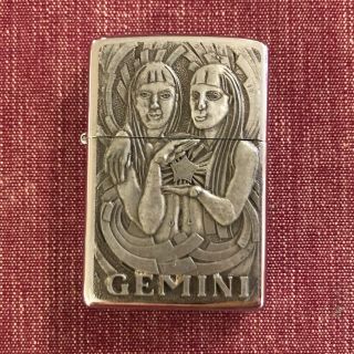 Vintage Zippo 1998 Barrett Smythe Zodiac Sign Gemini Lighter