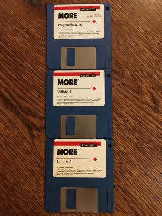 Symantec More Version 3.  1 Software For Macintosh Plus And Higher (3 Disks)