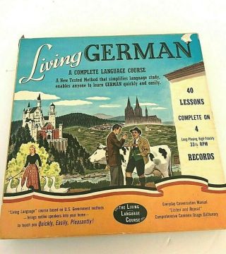 German Language Course Vinyl 40 Lessons 1956 Boxed Vintage Manuals