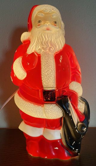 Vintage Santa Claus 13 " Blow Mold 1968 Empire Plastic Corp Cord Usa