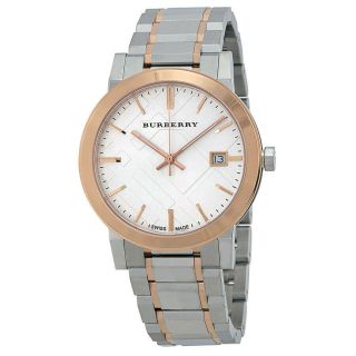 Burberry The City Silver Dial Gold Two - Tone Stainless Steel Unisex Watch Bu9006