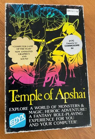 Epyx Temple Of Apshai Commodore 64 Computer Cassette Game 217c