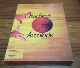 Fast Break - Accolade - Commodore C64 /c64c/128 - Complete Big Box