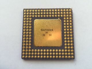 Intel A80486dx2 - 50,  486dx2 - 50,  Vintage Cpu,  Gold