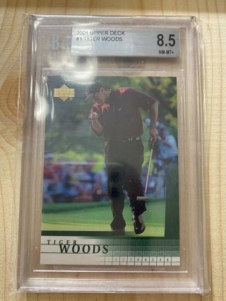 2001 Upper Deck Tiger Woods Number 1 Rookie Card Rc Bgs 8.  5