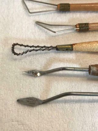8 Assorted Vintage Clay Sculpting Modeling Tools Wood Wire Loop Spatula Morilla 2