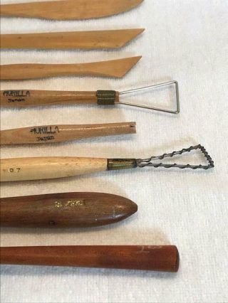 8 Assorted Vintage Clay Sculpting Modeling Tools Wood Wire Loop Spatula Morilla 3