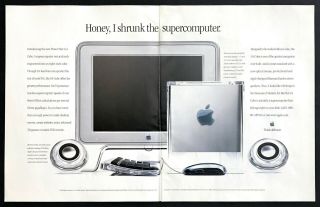 2000 Apple Power Mac G4 Cube Computer Photo " It Shrunk " 2 - Page Vintage Print Ad