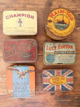 6 Old Tobacco Tins Golden Eagle Lucy Hinton Lucky Hit Havelock Main Top Champion
