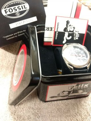 Felix The Cat Fossil Limited Edition Watch Black Leather Nwt