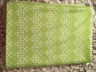 Vintage Lime Green/white Floral Polyester Double Knit Fabric 1960 