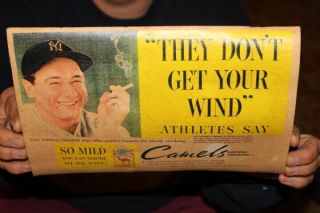 Vintage 1930s Lou Gehrig Camel Cigarettes York Yankees Baseball Gas Oil Sign