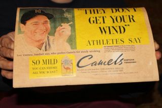 Vintage 1930s Lou Gehrig Camel Cigarettes York Yankees Baseball Gas Oil Sign 3