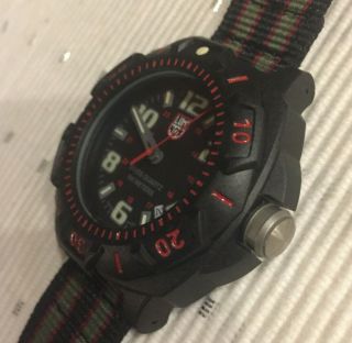 LUMINOX Sentry Black/Red Swiss Watch XL.  0215.  SL 3