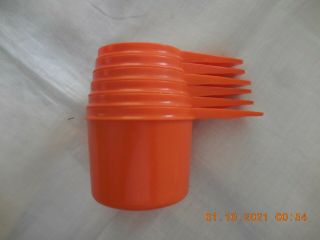 Vintage Tupperware Measuring Cups Orange Set Of 6 Made In Usa