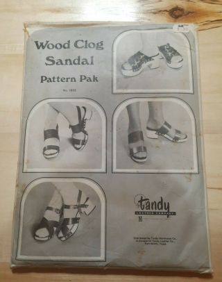 Vintage Tandy Leather Wood Clog Sandal Patterns Instructions Huarache Clingers