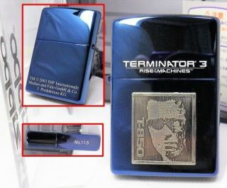 Terminator 3 T - 850 Zippo Both Sides Mib 113 Rare 2001 Blue Titanium 50180516