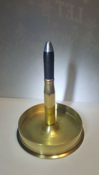 Vintage Wwii 1943 Trench Art Ash Tray 20mm Artillery Shell