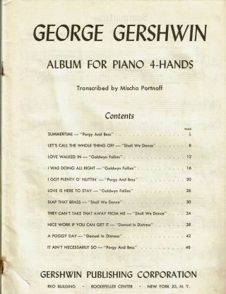 GEORGE GERSHWIN ' S ALBUM for PIANO 4 - HANDS - Vintage 2