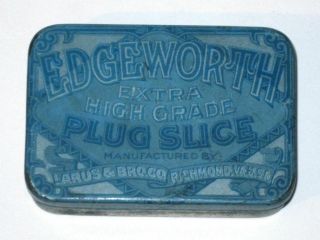 Vintage Edgeworth Extra Plug Slice Tobacco Hinged Advertising Tin