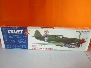 Vintage Comet Curtiss P40 Tiger Shark Balsa Wood Model Kit 3201 Partial