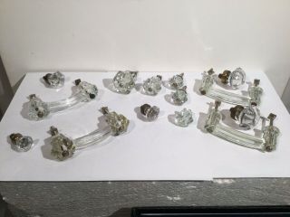 14 Antique/vintage Clear Glass Drawer Pulls Different Styles