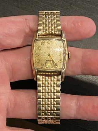 Vintage 10k Rgp Elgin Gents Wrist Watch Runs